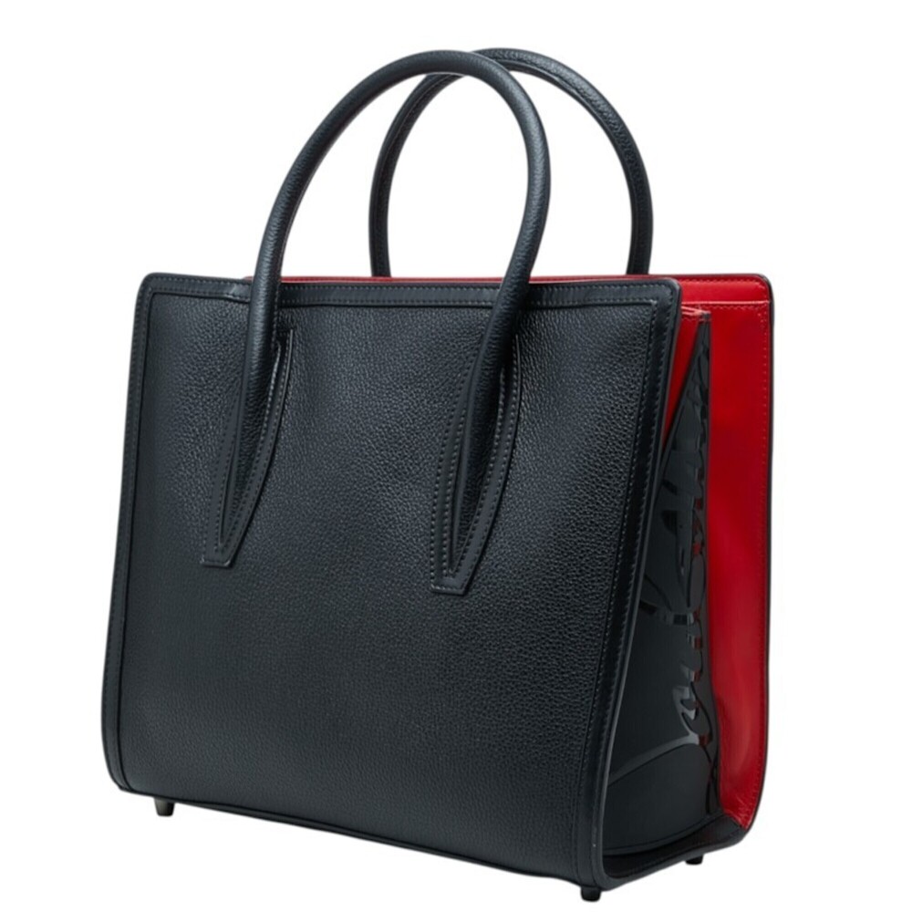 Christian Louboutin Paloma Medium Handbag Tote Bag Black Red Leather Women's - Picture 2 of 9